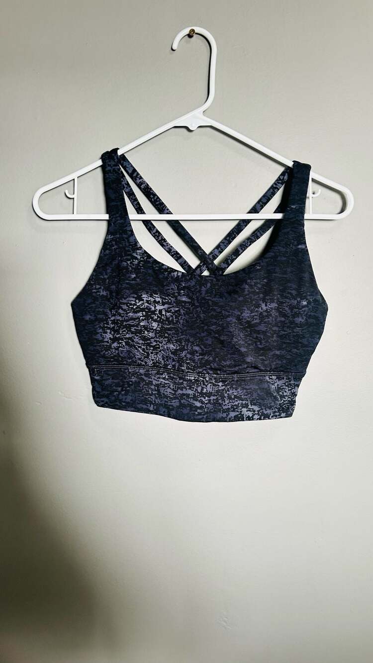 Lululemon Energy Long Line Bra Black Spray Dye. Pc 143